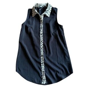 Ali & Kris Women’s Cheetah Print Sleeveless Button Up Blouse Tank - Size Small